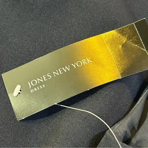 Jones New York Sleeveless Tri-Color Stretch Crepe Dress Tie Navy Size 6 NWT