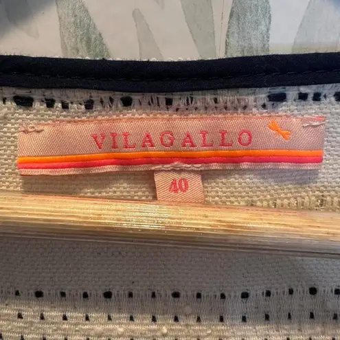 Vilagallo Blue White Striped Open Cardigan Sweater Size 40 / US 8 Pearls Tweed