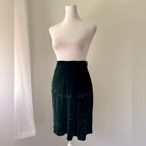 Gap  Dark Green Silk Velvet Knee-Length Skirt