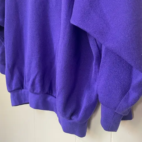 Vintage 80s 90s Purple Green 3/4 Sleeve Crop Sweater ~ Made In USA ~ Size S(4