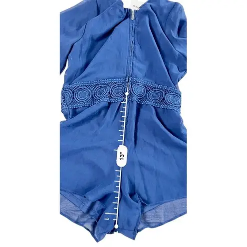 Ella Moss Blue Chiffon Embellished Lace Romper 14 Lacy Sexy Vacation