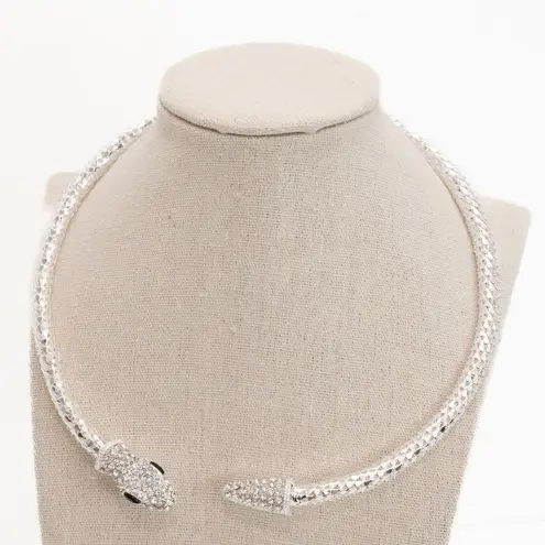 Rhinestone Snake Alloy Silver Choker Necklace