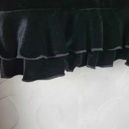 Joseph Ribkoff Womens Veston/Jacket Size 8 Black Velvet Ruffles Crop Long Sleeve