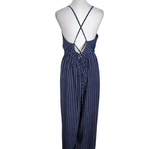 She & Sky  Navy Print Wide Leg Jumpsuit NWT Size Large Preppy Navy Jumpsuit