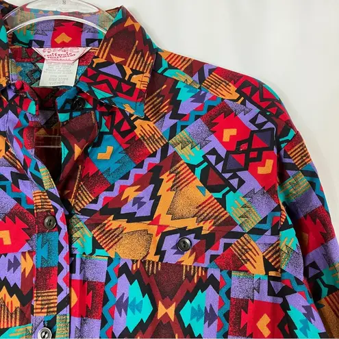 Bar C California Ranchwear | Vintage Colorful Western Aztec Button Up Shirt 12