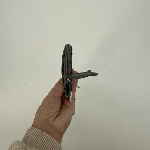 Rolf’s Leather Sleeping Cat Small Coin Purse Keychain Bag Charm Zip Kitty Gray