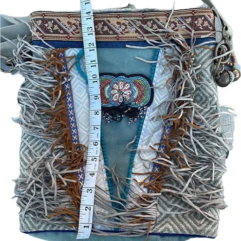 Catena handmade BOHO crossbody bag purse beadwork leather fringe