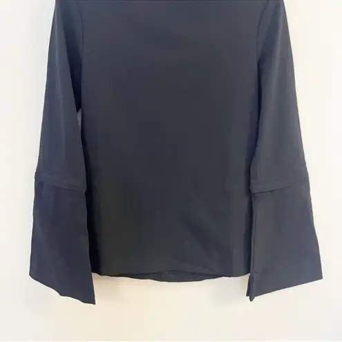 Nicole Frank Zip Off Bell Sleeves Fruzsina Top Swiss tech Stretch Fabric Small Black