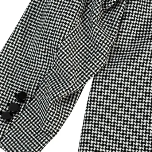 Karl Lagerfeld Women's Three-Button Houndstooth Blazer Jacket Plus 16W Black