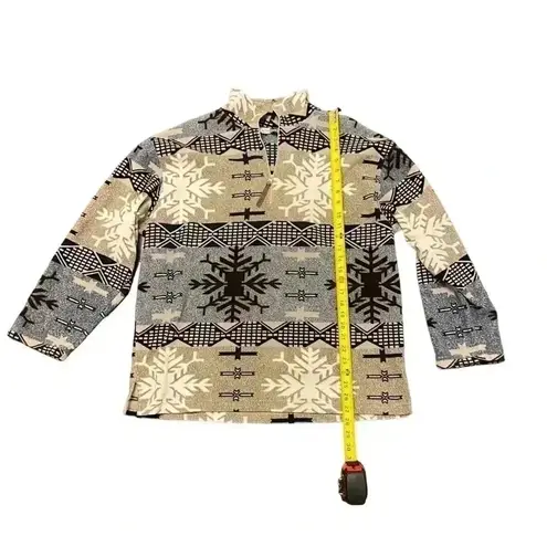Active Studio Southwestern Snowflake Tribal 1/4 Zip Fleece Jacket Womens Size L Blue Size L