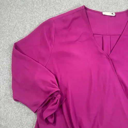 Everleigh Purple Wrap Drape Blouse Women's 2XL High Low Long Sleeve V