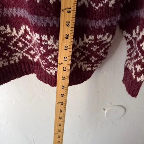 CORSAGE Vintage Womens Burgundy Nordic Fair Isle Knit Sweater Pullover Size L Red Size L