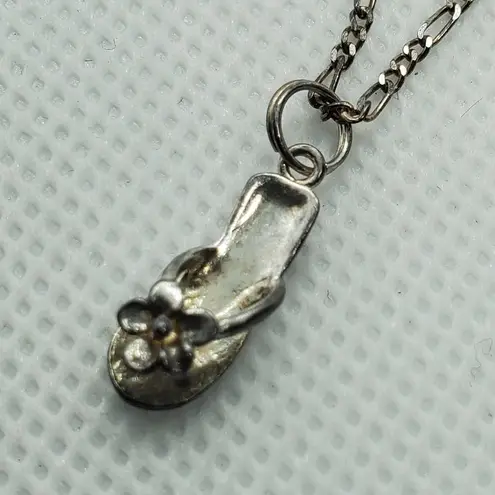 Sterling Silver Flip Flop Necklace Silver