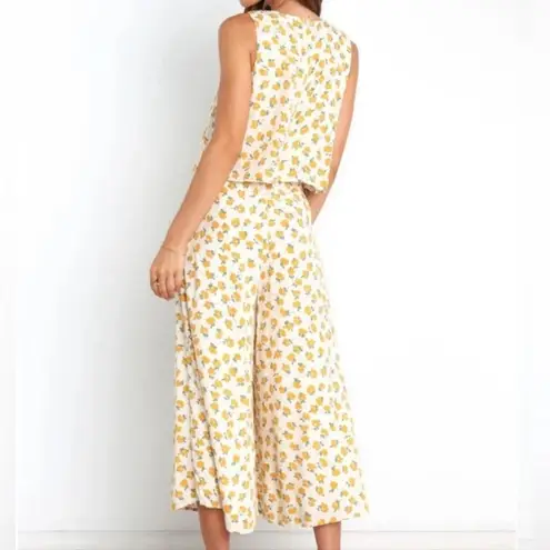 MVN The Label Riley Floral Orange Jumpsuit Vacation Summer Resort Beach Garden White Size XL