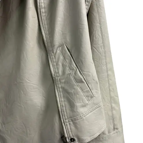 JACK Cream Faux Leather Moto Jacket Women's Size S Preppy Bikercore Sleek Fall