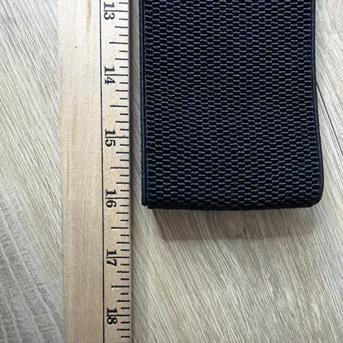 Belt L/XL Black Wide Elastic Cinch Silver Leaf Flower Buckle Retro Glam Goth