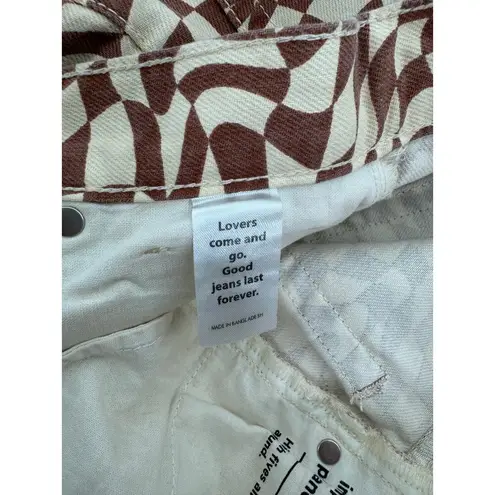 PacSun Rare  Eco Trippy Checker Ultra High Waisted Slim Fit size 24 brown cream