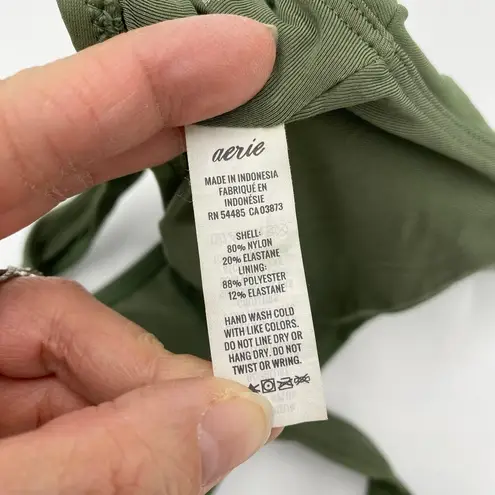 Aerie  Women's Olive Green Wide Strap Scoop Square Neck Bikini Top Size S