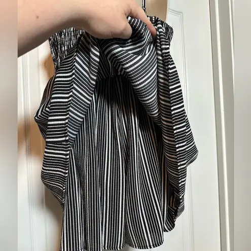 Purple Snow Black & White Striped Tank Top Romper w Layered Skirt Dress Size LG
