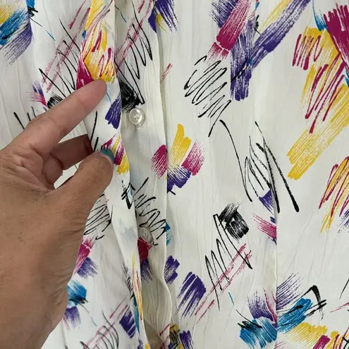 Vintage Diversity abstract colorful button down 80s quirky made in USA size S