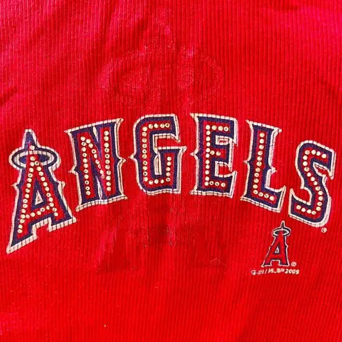 los angeles angels baseball y2k rhinestone bling red tank top cami Size M