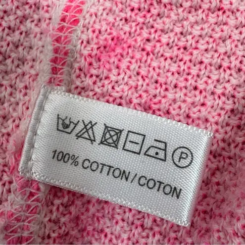 Lisa Todd Ombre Gradient Perforated Sleeve Crop Sweater Medium Neon Pink