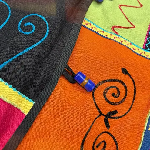 Vintage Indigo Moon Neon Embroidered Patchwork Art Deco Jacket