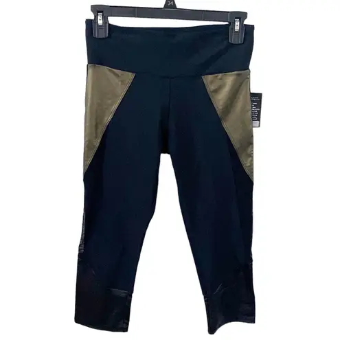 Onzie athletic splice Capri leggings in black khaki combo size S / M