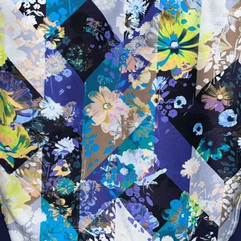 Tropiculture One Piece Swimsuit Geometric Floral Chevron Blue Women’s 16