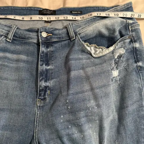 Judy Blue Size 24W Skinny Fit Distressed Bleach Splash Light Blue Jeans Stretch