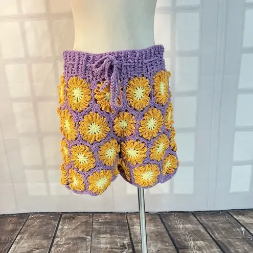 Tach nwt Gloria crochet knit granny square high waisted shorts size medium