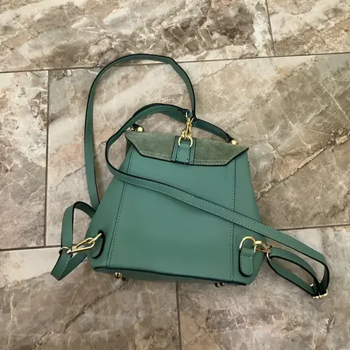 Viola Castellani Olive Green Leather & Suede Convertible Backpack/Handbag