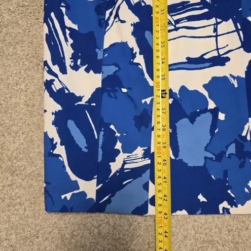 J. Peterman Blue Abstract Floral Princess Seamed Sweetheart Neckline Key