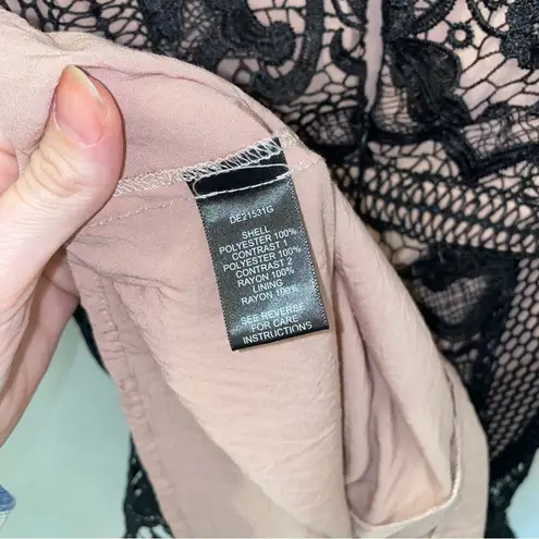 Ark & Co. Black & Nude Crochet Lace Sleeveless Short Mini Dress Classic Small