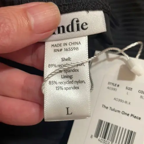 ANDIE The Tulum Rib One Piece Swimsuit Black Size L NWT