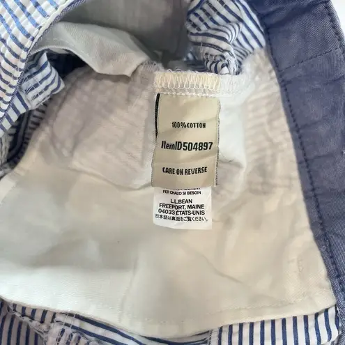 LL Bean Blue Patchwork Seersucker Favorite Fit Cotton Bermuda Shorts Size 6