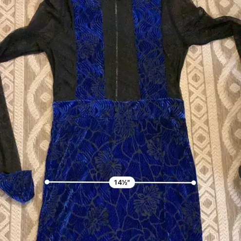 Glitz Vintage 80s 90s  Dress Long Sleeve Sheer Velvet Size Small.