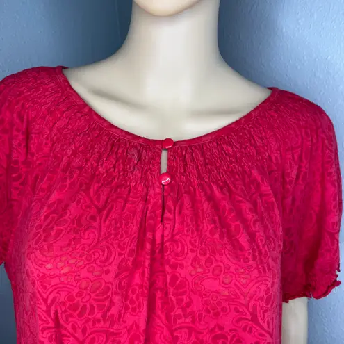 kim rogers Kim Roger’s Short Sleeve Floral Print Top Blouse Red Size XL