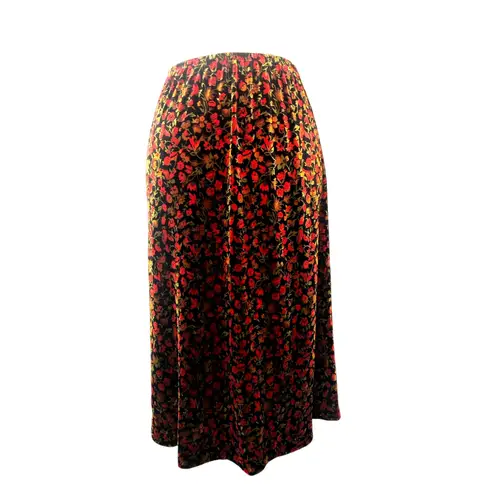 Velvet Dark Fairy Vintage Skirt Black Red Floral Midi Whimsigoth M/L Punk USA Size M