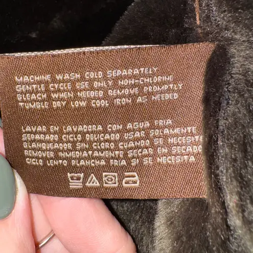 Big Chill VTG Y2K Long Maxi Faux Suede Brown Coat Faux Fur Womens Size L Size L