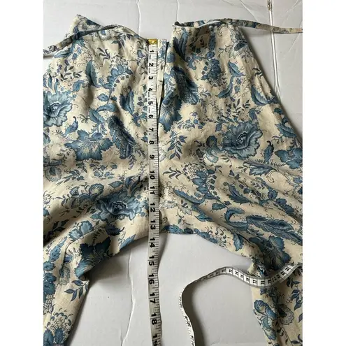 Charter Club Linen Pants Women’s 10 Blue Floral