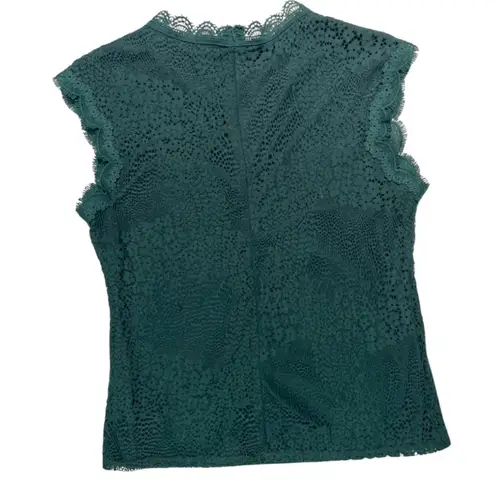 Adiva Vintage Inspired Elegant Emerald Green Lace Sleeveless Top Women’s Medium
