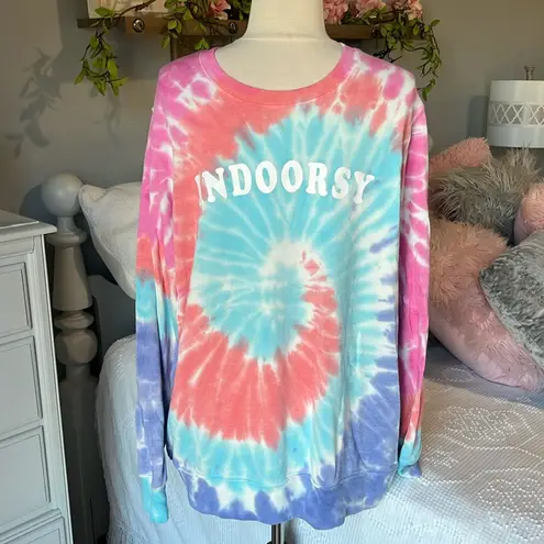 Tie Dye Sweatshirt Womens Large Lightweight Hippie Modern Canvas New Blue