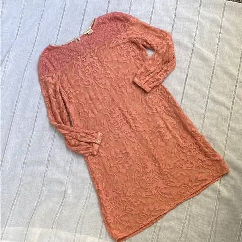 Sundance Silk Coral Sheath Dress with Long Sleeves.