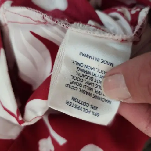 Hawaii Creations Crimson Aloha Tropical Floral Smock Dress Size Small