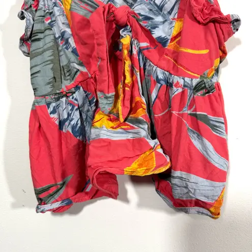 Patrons of Peace Tropical Print Ruffled Tank