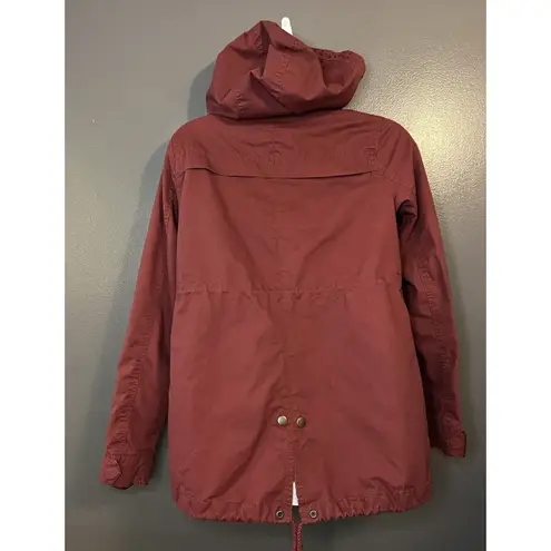 Ambiance Jacket Womens Small Hooded Drawstring Utility Parka Coat Red