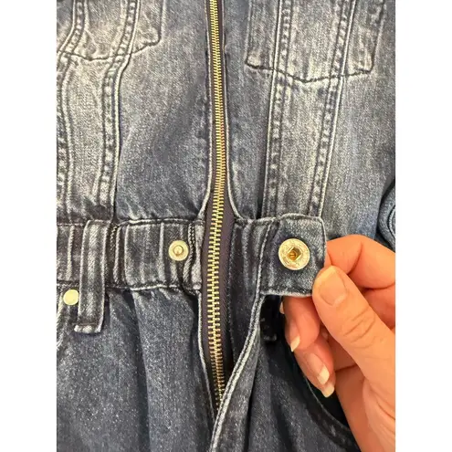 We Wore What Zip Up Straight Leg Jumpsuit Cotton Dark Denim Blue Women's Small