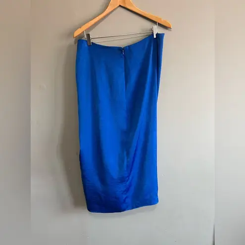 NWOT BCBG New York Blue Sarong Midi Wrap Skirt with Front Slit | Size: L Size L - Image 4