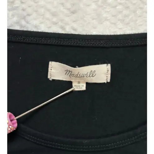 Madewell  Shift Long Sleeve Mini Black T Shirt Dress Size Small Western Indie